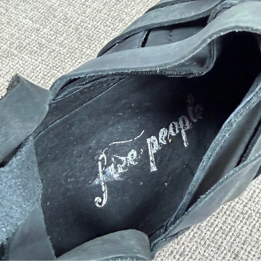 Free People Hybrid Strappy Heel Ankle Distressed Gray Boots 36/6 Grunge Festival